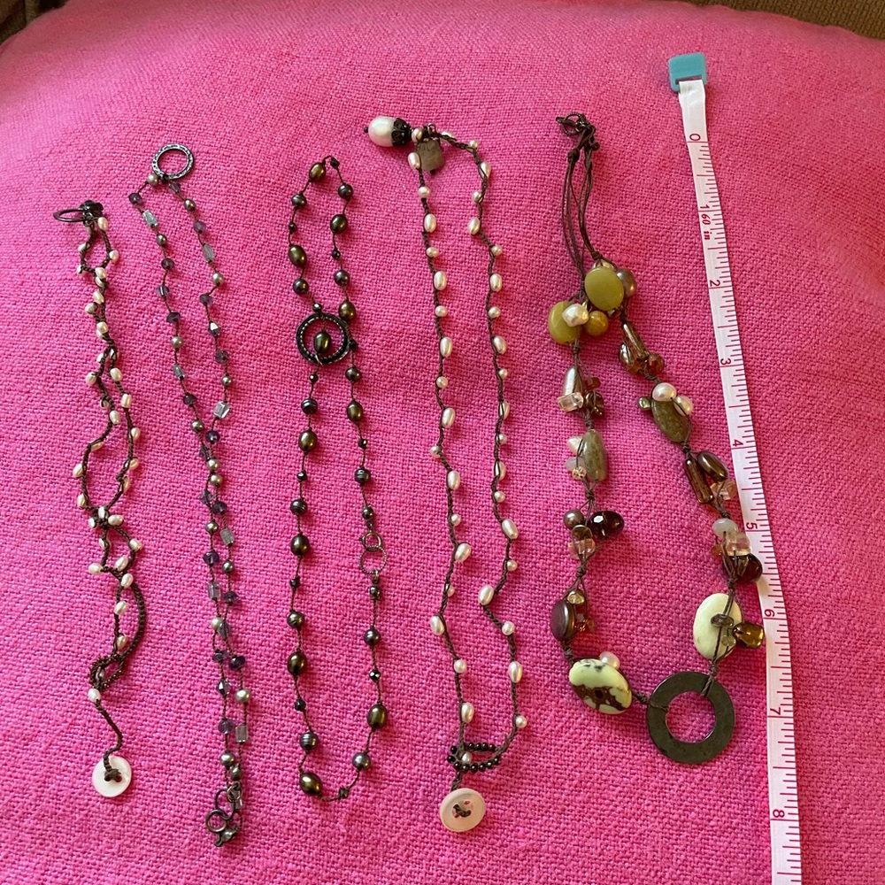 Five necklaces from a craft fair, hand made, beautiful, hardly worn. EUC